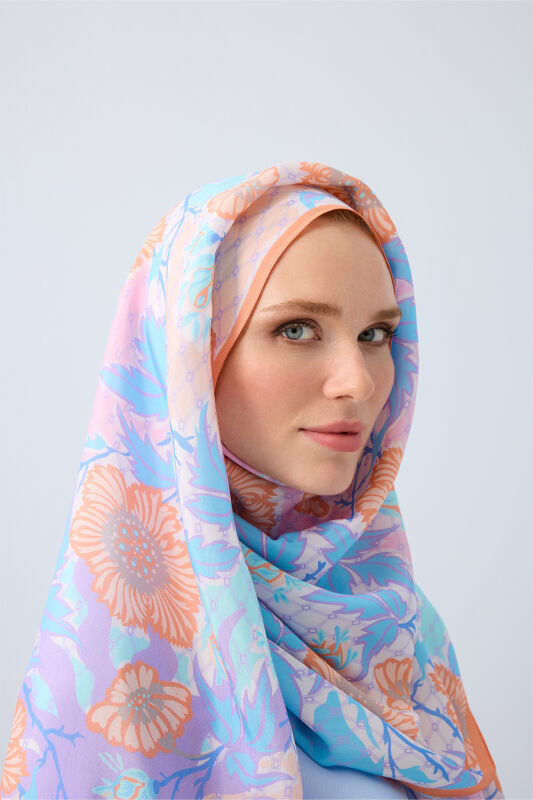 Fence Salmon Viscose Flush Shawl - 7