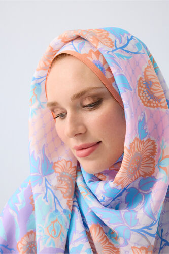 Fence Salmon Viscose Flush Shawl - 3