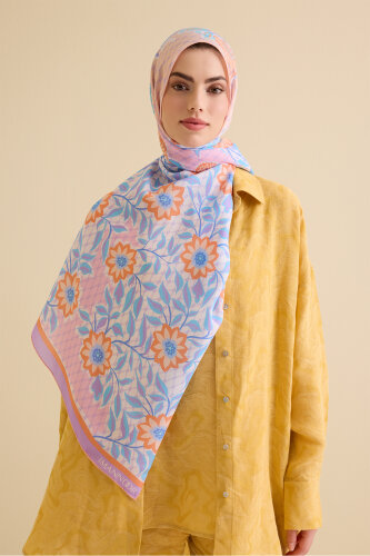 Fence Salmon Viscose Flush Shawl - 3