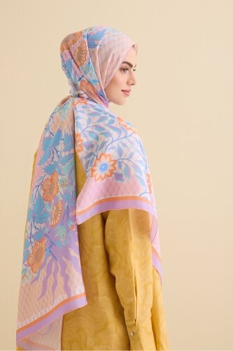 Fence Salmon Viscose Flush Shawl - Imannoor