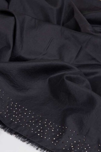 Fine Silk Solid Silk Shawl Black - 3