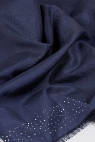 Fine Silk Solid Silk Shawl Dark Navy - 3