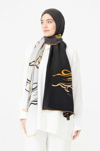 Fish and Bird Silk Shawl Gold - 4