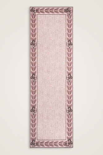 Floral Bordered Textured Stone Wall Powder Crepe Silk Scarf 