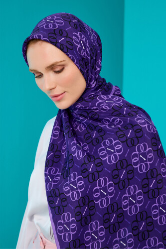 Flower Noor Flush Viscose Shawl Purple - 1