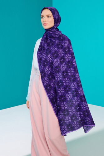 Flower Noor Flush Viscose Shawl Purple - 5