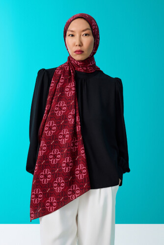 Flower Noor Flush Viscose Shawl Red 