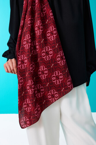 Flower Noor Flush Viscose Shawl Red - 3