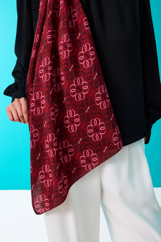 Flower Noor Flush Viscose Shawl Red - 3