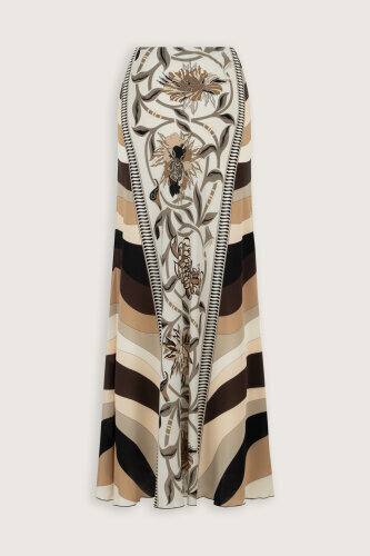 Flower Road Beige Silk Bias Skirt - Imannoor (1)