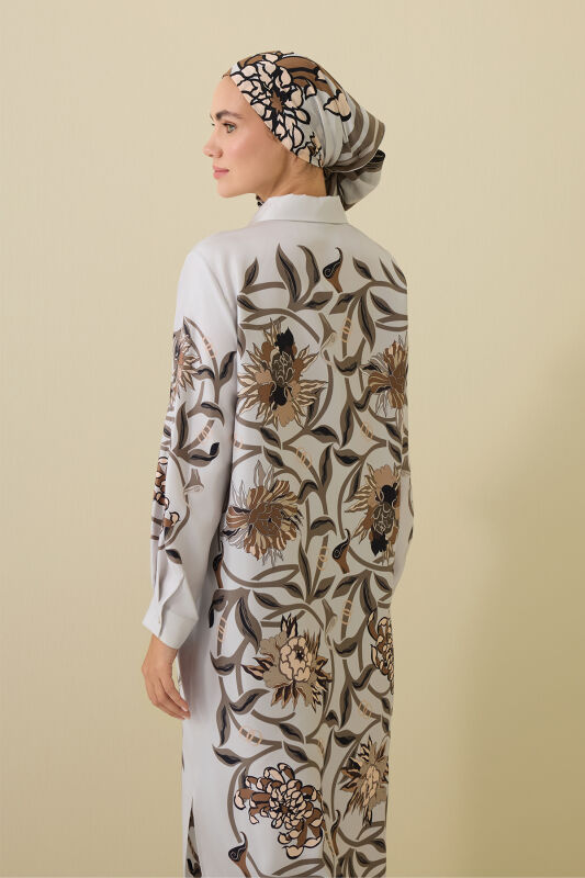 Flower Road Beige Silk Shirt Dress - 7