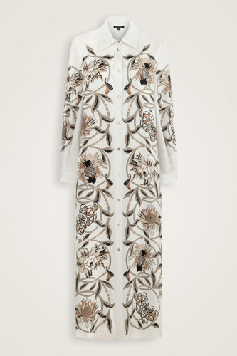 Flower Road Beige Silk Shirt Dress - 2