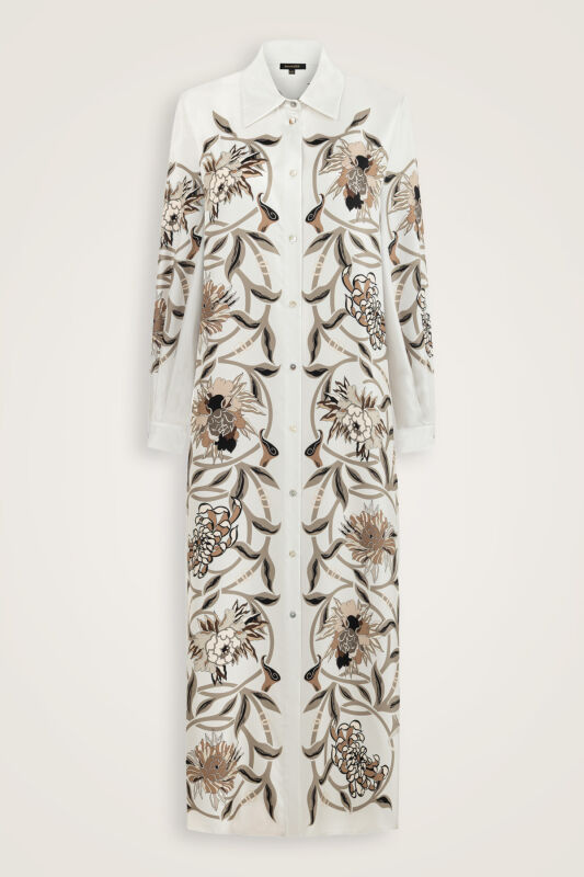 Flower Road Beige Silk Shirt Dress - 2