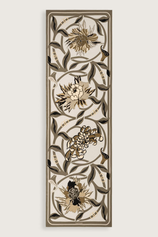 Flower Road Beige Silk Shirt Dress Shawl - 2