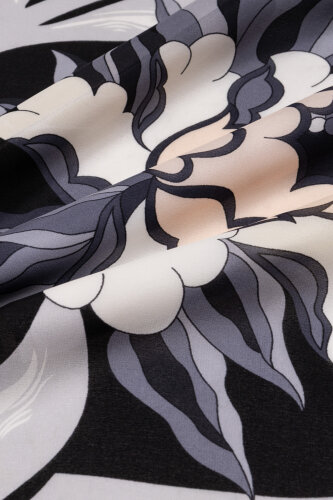 Flower Road Black-Grey Silk Dress Shawl - 4