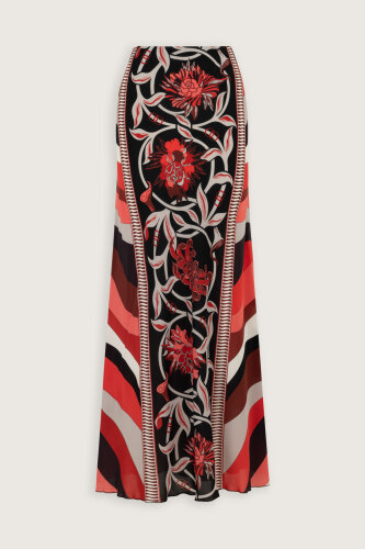 Flower Road Black-Red Silk Bias Skirt - Imannoor (4)