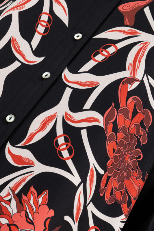Flower Road Black-Red Silk Shirt Dress - 5