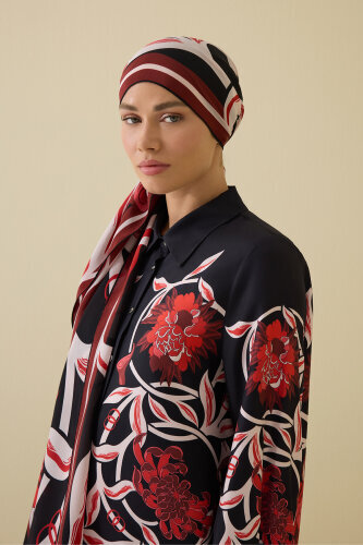 Flower Road Black-Red Silk Shirt Dress - 3