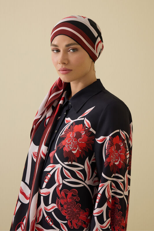 Flower Road Black-Red Silk Shirt Dress - 3