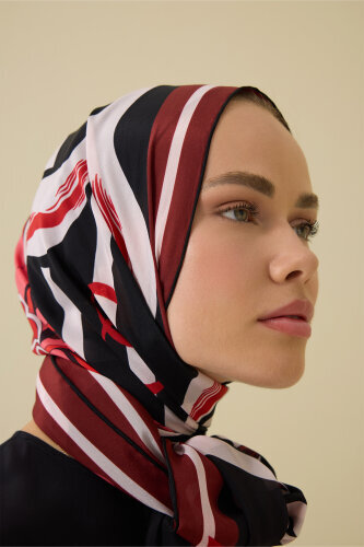 Flower Road Black-Red Silk Shirt Dress Shawl - 6