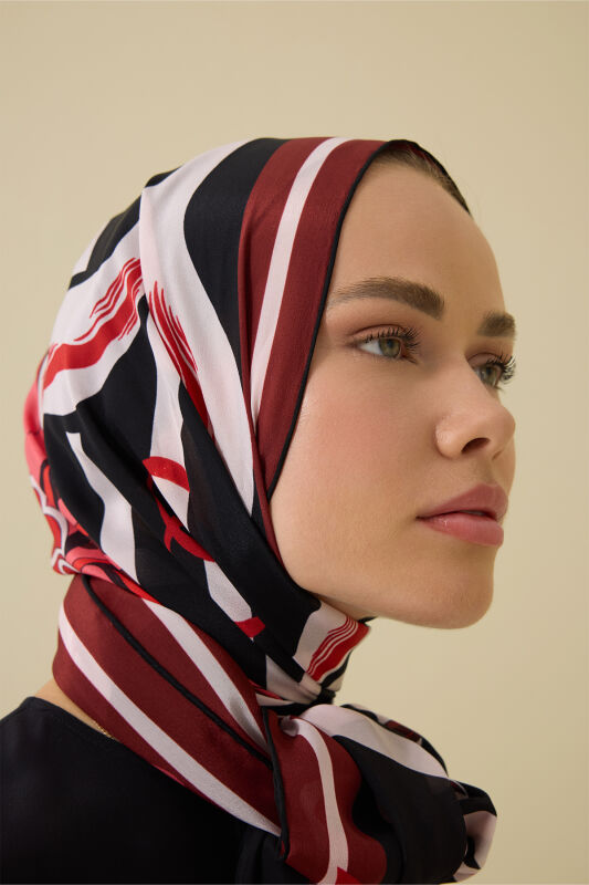 Flower Road Black-Red Silk Shirt Dress Shawl - 6