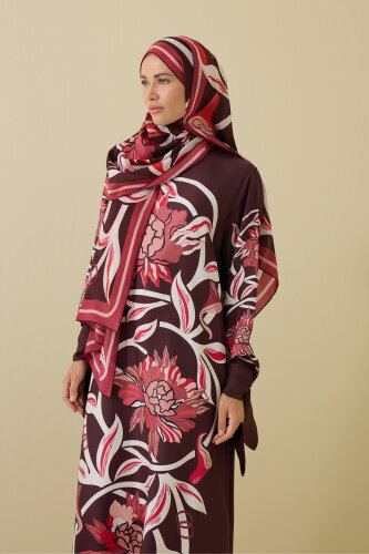 Flower Road Burgundy Silk Dress Shawl - 3