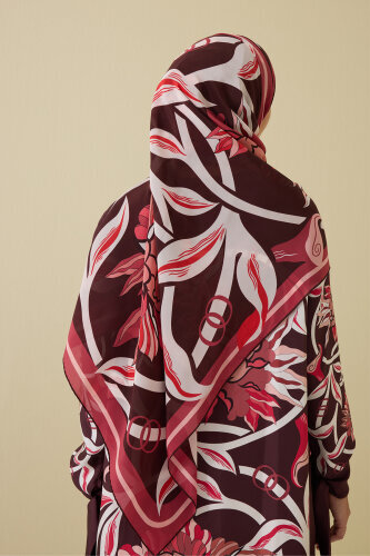 Flower Road Burgundy Silk Dress Shawl - 5
