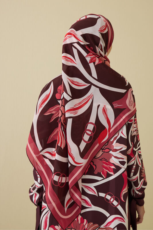 Flower Road Burgundy Silk Dress Shawl - 5