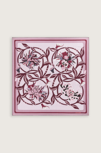 Flower Road Cream-Grey Silk Twill Scarf - 3