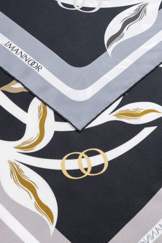 Flower Road Gold-Grey Twill Silk Scarf - 6