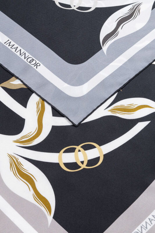 Flower Road Gold-Grey Twill Silk Scarf - 6