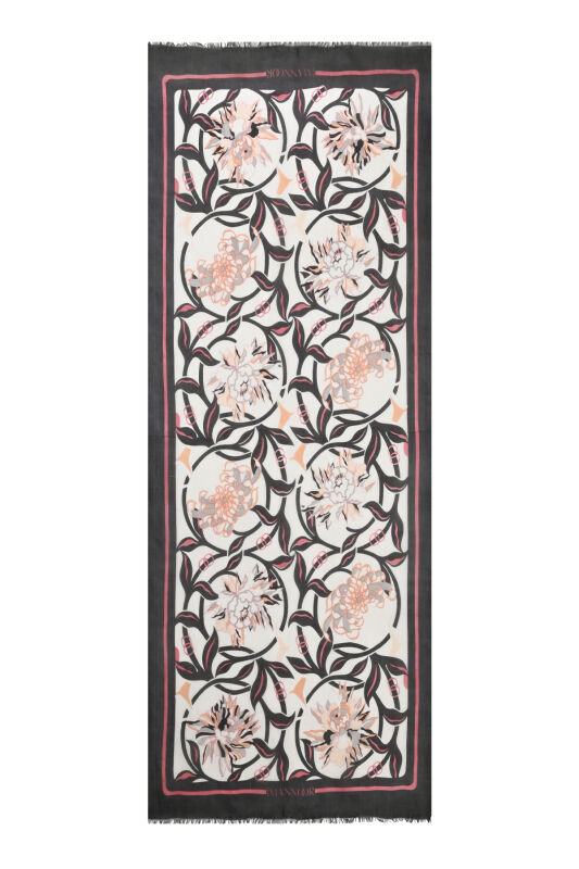 Flower Road Gray Silk Voile Shawl - 2