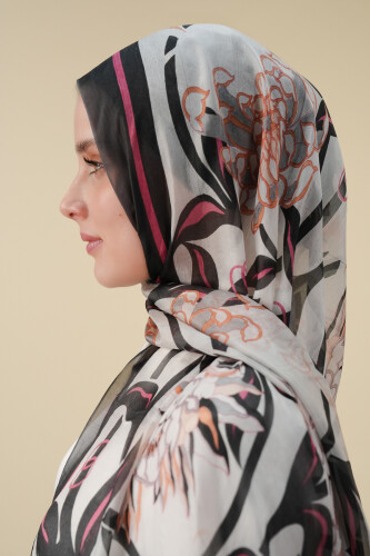 Flower Road Gray Silk Voile Shawl - 3