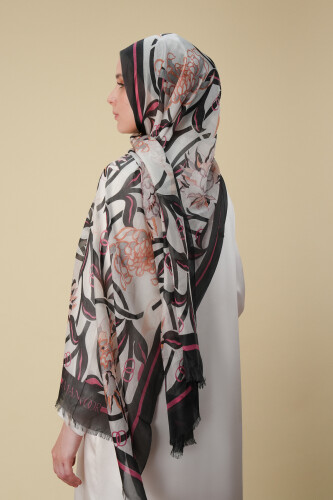 Flower Road Gray Silk Voile Shawl - 1