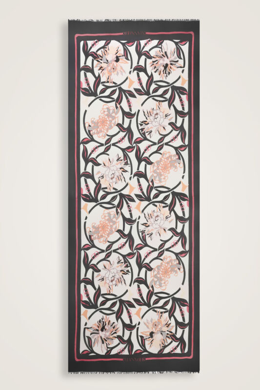 Flower Road Gray Silk Voile Shawl - 2