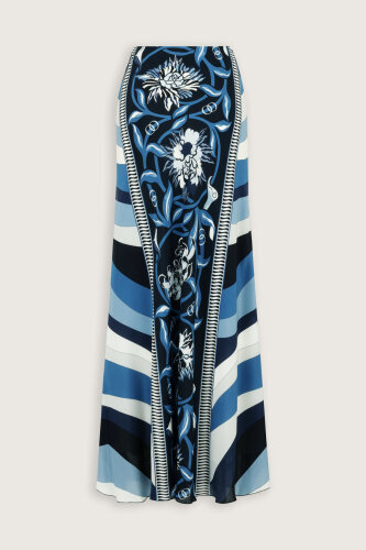 Flower Road Navy Blue Silk Bias Skirt - Imannoor (1)