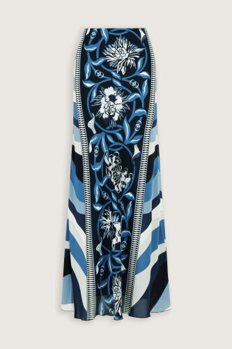 Flower Road Navy Blue Silk Bias Skirt - Imannoor (4)