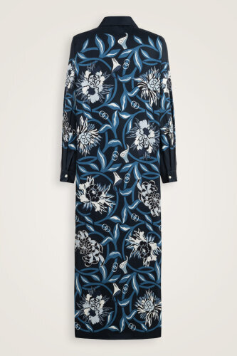 Flower Road Navy Blue Silk Shirt Dress - 4