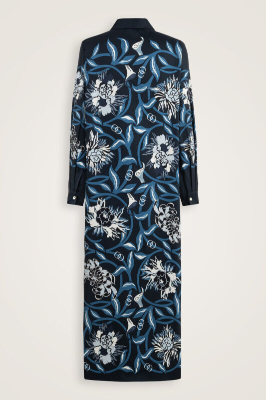 Flower Road Navy Blue Silk Shirt Dress - 4