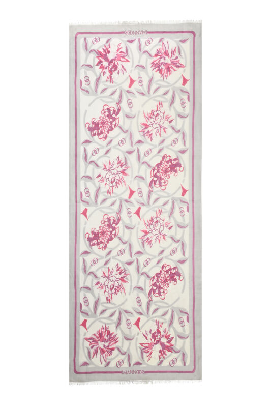 Flower Road Pink Silk Voile Shawl - 2