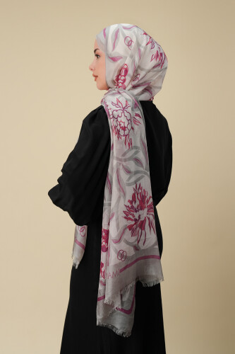 Flower Road Pink Silk Voile Shawl - 5