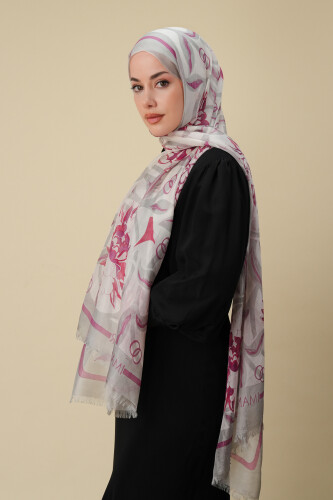 Flower Road Pink Silk Voile Shawl - 3