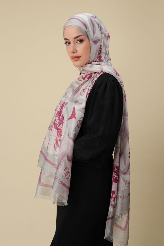 Flower Road Pink Silk Voile Shawl - 3