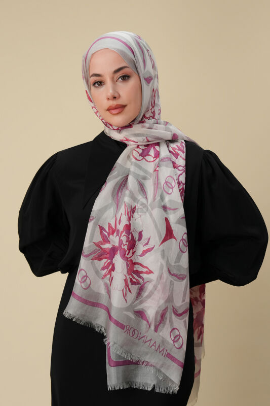 Flower Road Pink Silk Voile Shawl - 1