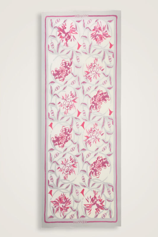 Flower Road Pink Silk Voile Shawl - 2