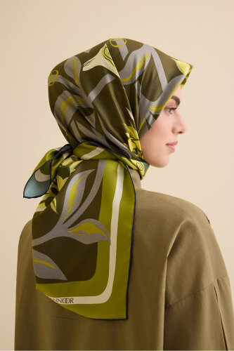 Flower Road Saks-Khaki Twill Silk Scarf 