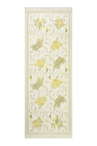 Flower Road Yellow Silk Voile Shawl - 2