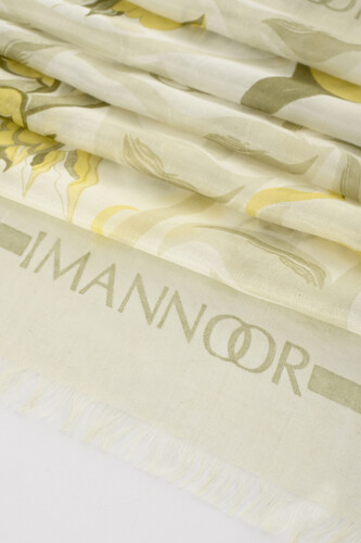 Flower Road Yellow Silk Voile Shawl - 4