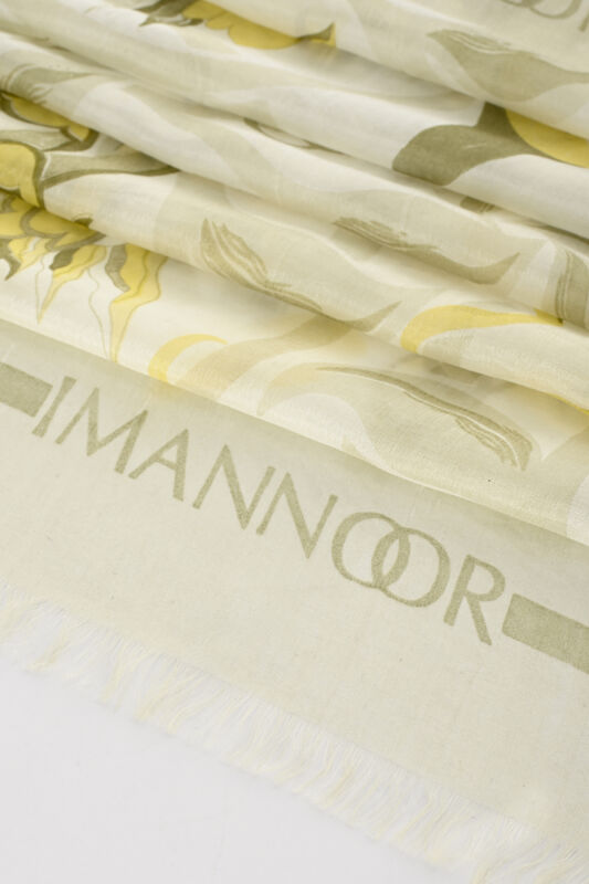 Flower Road Yellow Silk Voile Shawl - 4