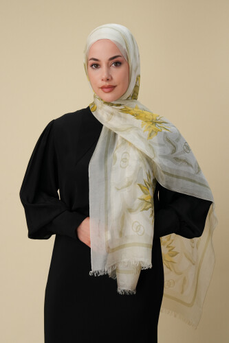 Flower Road Yellow Silk Voile Shawl - 3